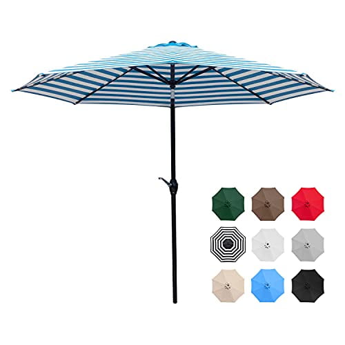 Crank and 8 Ribs 9FT Patio Umbrella Outdoor Market Table with Push Button Tilt Crank and 8 Ribs 9FT Patio Umbrella Outdoor Market Table with Push Button Tilt